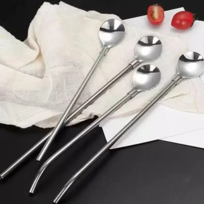 Stainless steel spoon straw (pack of 6)