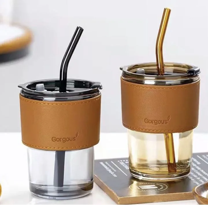 Coffee Cup with Straw Approx 400ml (Assorted Colour)