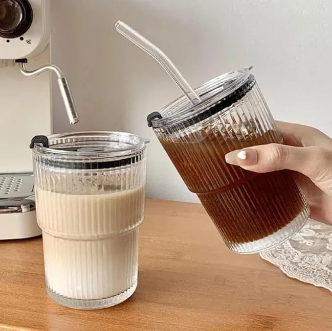 Coffee Glass With Straw
