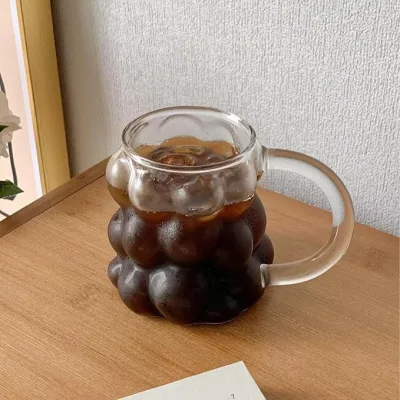 Glass Bubble Cup with Handle (Approx 450ml)