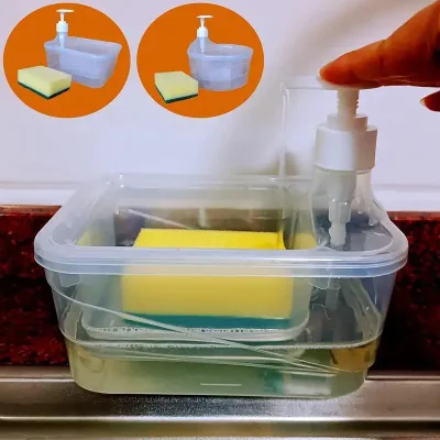 Large Capacity Rectangle Shaped Soap Dispenser With Sponge Holder 1000ml